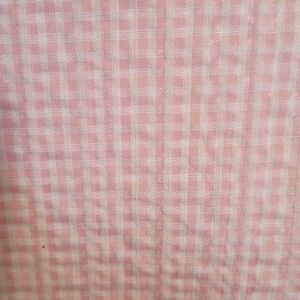 Light Pink Gingham Seersucker Cotton Fabric. Price Per Yard.